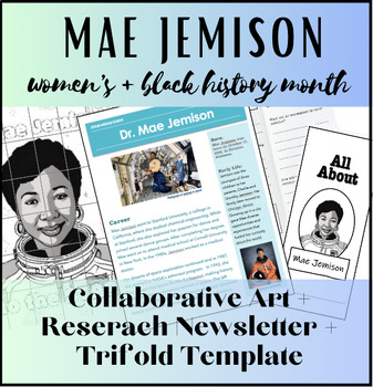 Preview of Mae Jemison! Research Reading Comprehension Passage, Trifold Template + Art