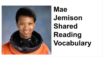 Preview of Mae Jemison Shared Reading Vocabulary Slides