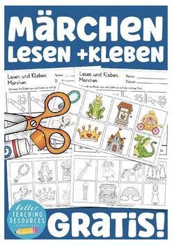 Preview of Märchen Lesen + Kleben free German fairy tales worksheets Deutsch