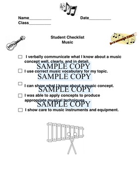 Preview of MaestroLeopold's Student Checklist for Music Assignments