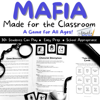 Preview of Mafia Game, Mafia Game Cards, Mafia Game for the Classroom