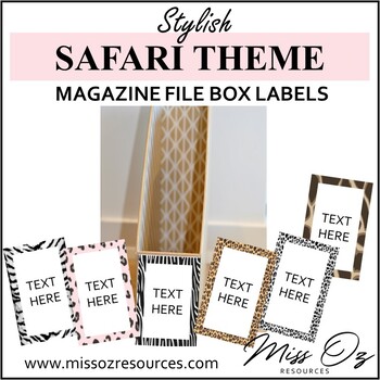 Preview of Magazine File Box Labels | Editable | 6 Patterns - Stylish Safari Theme