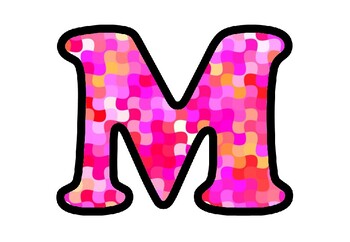 Preview of Magenta, Pink, Mosaic Bulletin Board Letters, Numbers, Symbols, Classroom Decor