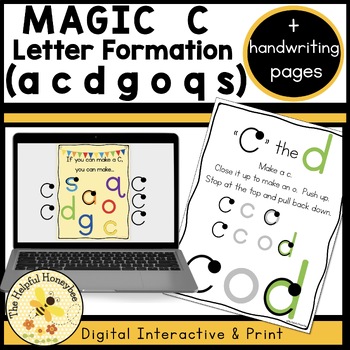 Preview of Magic C Letter Formation - Interactive Handwriting Slides - digital & print