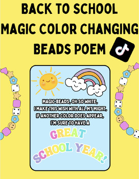 Preview of Magic Color Changing Beads Poem for Back to School