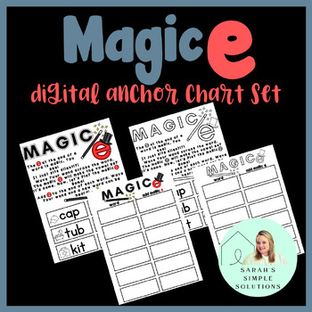 Preview of Magic E Anchor Chart Set {DIGITAL and PDF Files-EDITABLE}