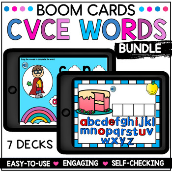 Preview of Magic E Games No Prep CVCe Word Work Activities Silent E Boom Cards for K and 1