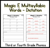 Magic E Multisyllablic Dictation Freebie