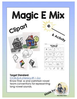 Preview of Magic E, CVCe and "EE" Clipart + Activity
