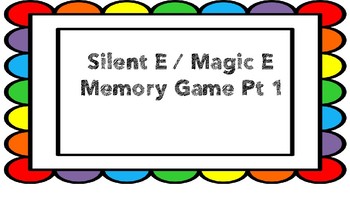 Magic E Memory Worksheets Teaching Resources Tpt