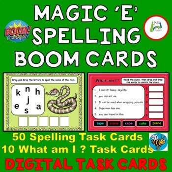 Preview of Magic E Spelling Boom Distance Learning Digital Task Cards