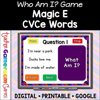 Preview of Magic E Who Am I Powerpoint Game - CVCe Words - Phonic Games - Digital Resources
