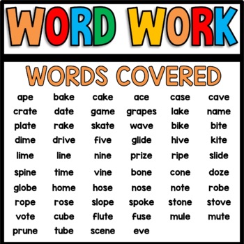 Magic E Word Work Game Digital Word Work Early Finisher Game Tpt