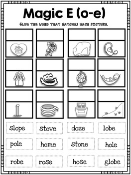 Magic E (o-e) Words - Word Work! No Prep! Real Photos! | TpT