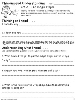 Magic Finger Literature Packet by Crockett's Classroom | TpT
