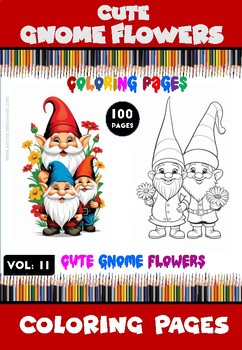 Preview of Magic Gnome Flowers Coloring Pages Vol 11 Instant Download (100 pages)