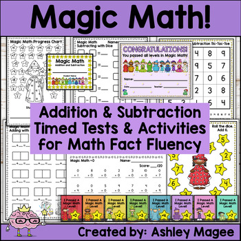 Preview of Magic Math Addition & Subtraction Timed Tests & Activities for Math Fact Fluency