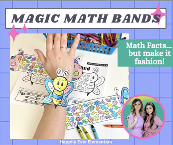 Preview of Magic Math Bands | Insects | Spring Bugs Math Fact Practice | Paper Bracelets
