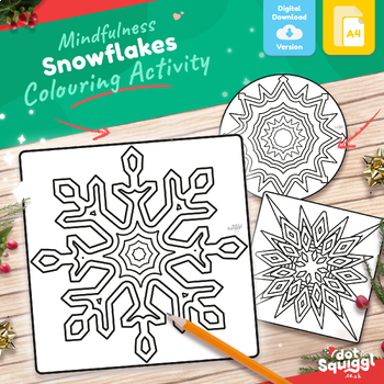 Preview of Magic Mindfulness Snowflake Template - Cutting Colouring Winter Activity