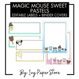 Magic Mouse Pastels Decor EDITABLE Labels, Binder Covers, 