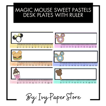 Preview of Magic Mouse Sweet Pastels Desk Plates/Name Tags with Ruler