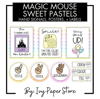 Preview of Magic Mouse Sweet Pastels Hand Signals, Labels, and Motivational Posters