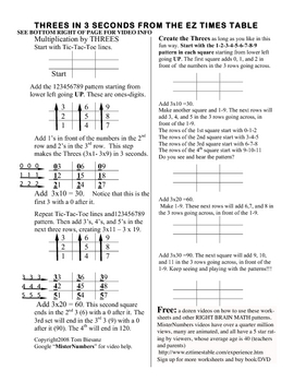 Preview of Magic Multiplication: Threes & Sevens with tic-tac-toe EZ Times Table