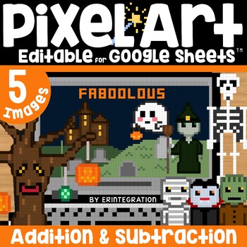 Preview of Halloween Pixel Art Math Addition and Subtraction Basic Facts
