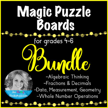 Preview of Magic Puzzle Boards for Math Grades 4-6 Forever Bundle