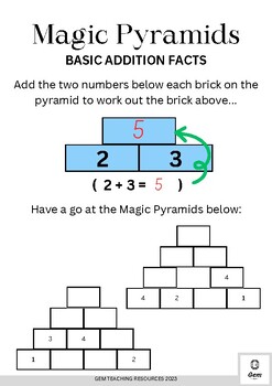 Preview of Magic Pyramids - Basic Addition Facts