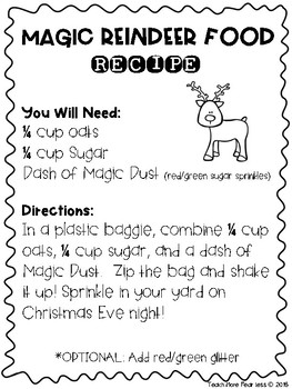 Magic Reindeer Food by Teach More Fear Less | Teachers Pay Teachers