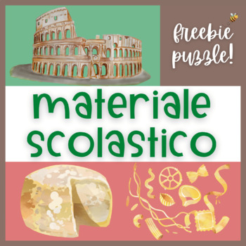Preview of FREEBIE Magic Reveal Puzzle with Italian SCHOOL vocab (no prep review activity!)