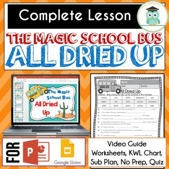 Preview of Magic School Bus ALL DRIED UP Video Guide, Sub Plan, Worksheets, Lesson DESERT