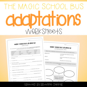 Preview of Magic School Bus All Dried Up - Desert Animal Adaptations Worksheets