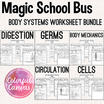Preview of Magic School Bus Body Systems Bundle | Worksheet Video Guides