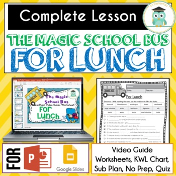Preview of Magic School Bus FOR LUNCH Video Guide, Sub Plan, Worksheets, Lesson, DIGESTION