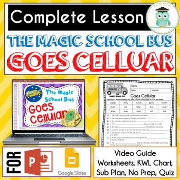 Preview of Magic School Bus GOES CELLULAR Video Guide, Sub Plan, Worksheets CELLS