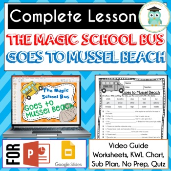 Preview of Magic School Bus GOES TO MUSSEL BEACH Video Guide, Sub Plan, Worksheets TIDES