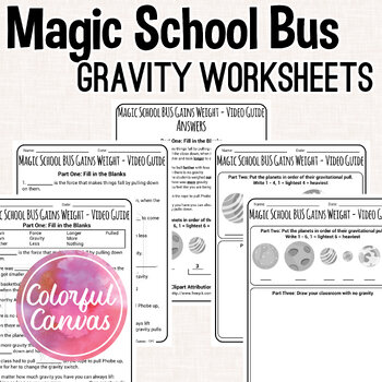 Preview of Magic School Bus Gains Weight | Gravity Worksheet Video Guide