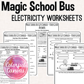Preview of Magic School Bus Gets Charged | Electricity Worksheet Video Guide