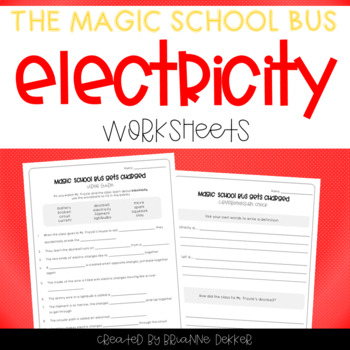 Preview of Magic School Bus Gets Charged - Electricity Worksheets