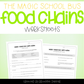Preview of Magic School Bus Gets Eaten - Food Chains Worksheets