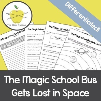 Preview of Magic School Bus Gets Lost in Space Differentiated Video Worksheet + Activities
