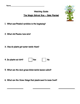 Preview of Magic School Bus "Gets Planted" Listening Guide (How plants make food)