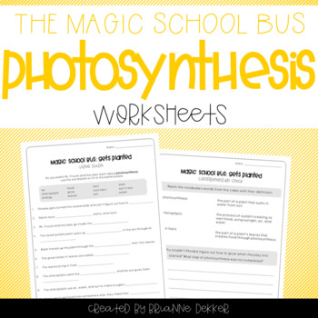 Preview of Magic School Bus Gets Planted - Photosynthesis Worksheets
