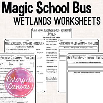 Preview of Magic School Bus Gets Swamped | Wetlands Worksheet Video Guide