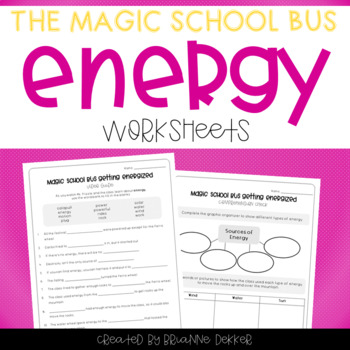 Preview of Magic School Bus Getting Energized - Energy Worksheets