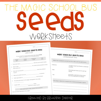 Preview of Magic School Bus Goes to Seed - Seeds Worksheets