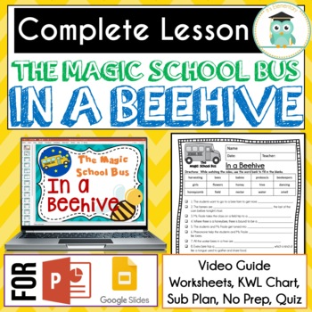 Preview of Magic School Bus IN A BEEHIVE Video Guide, Sub Plan, Worksheets, HONEYBEES