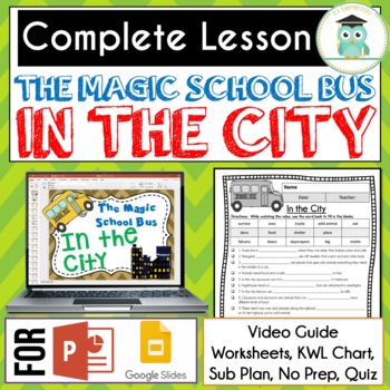 Preview of Magic School Bus IN THE CITY Video Guide, Sub Plan, Worksheets CITY HABITAT